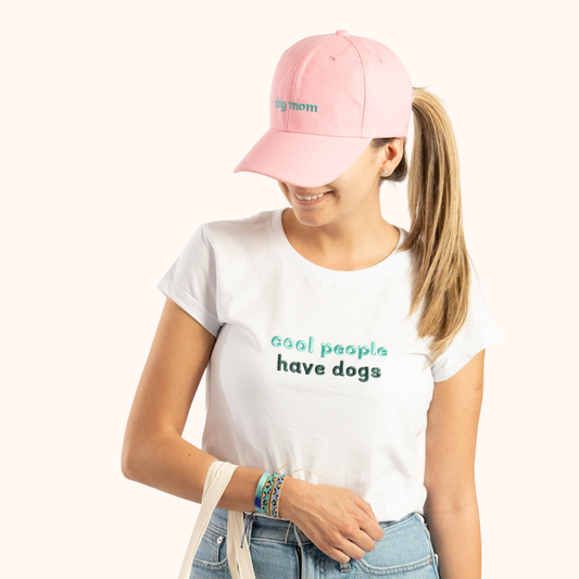 Women's embroidered t shirt - cool people have dogs (green)